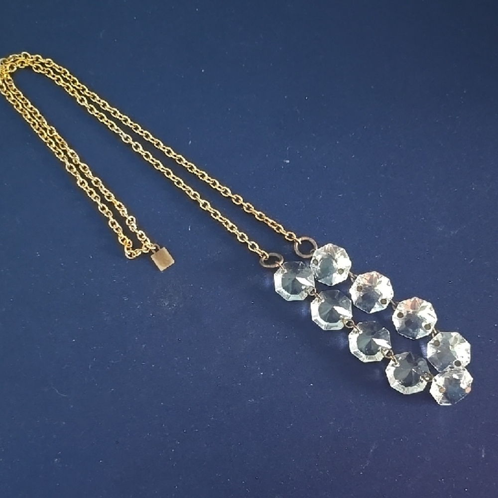 Gold and Silver Crystal Pendant Necklace